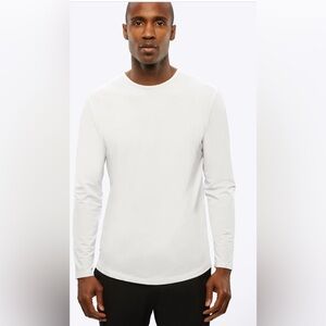 CUTS Clothing Men’s AO Long Sleeve Curve-Hem Tee Shirt White Size Large Stretch